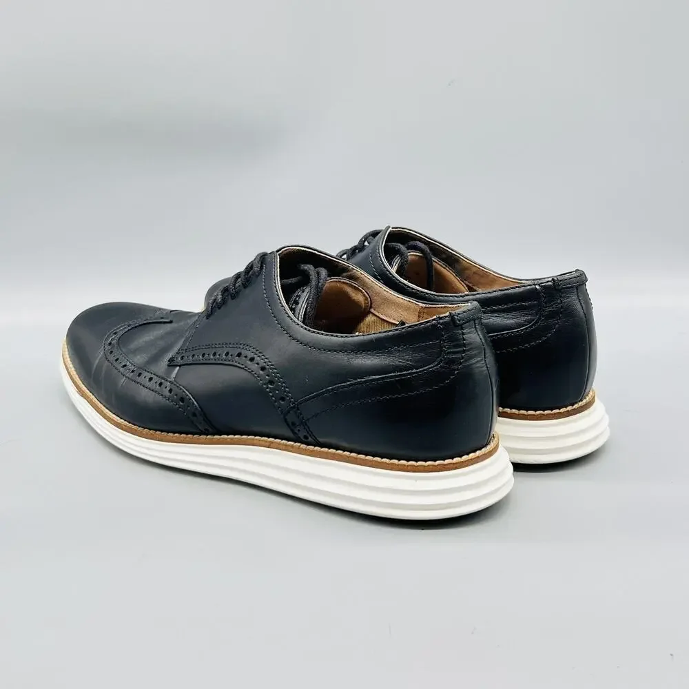 Cole Haan Shoes Mens 11 Black Leather Grand OS Wingtip Oxford Dress Brogue